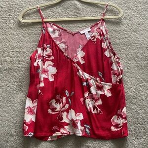Leith red floral tank top size small